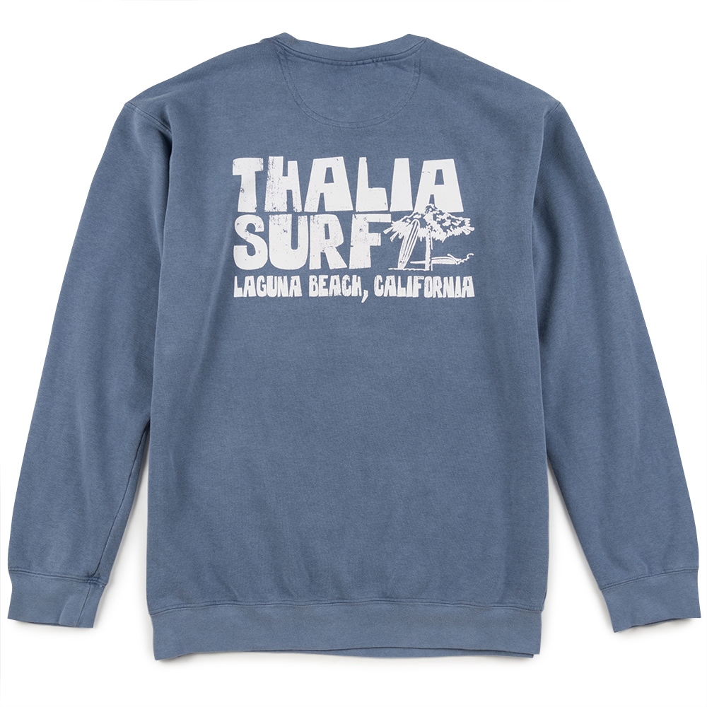 Thalia Surf x John Severson Palapa Mens Crew Fleece, Blue Jean, view 2